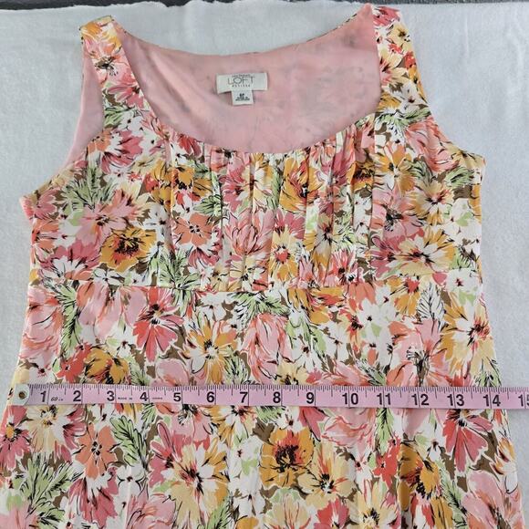 Ann Taylor Loft Pink Wildflower Floral Milkmaid Slip Knee Dress 6P Cottage - Picture 5 of 10
